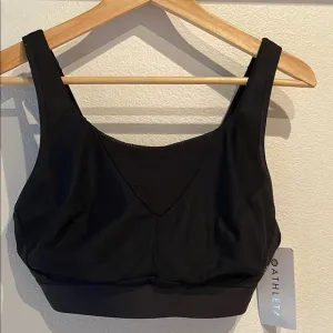 🆕 Athleta Invincible Open Back Clasp Sports Bra Black Size 38DD, Compression