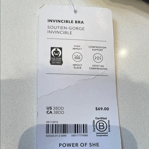 🆕 Athleta Invincible Open Back Clasp Sports Bra Black Size 38DD, Compression