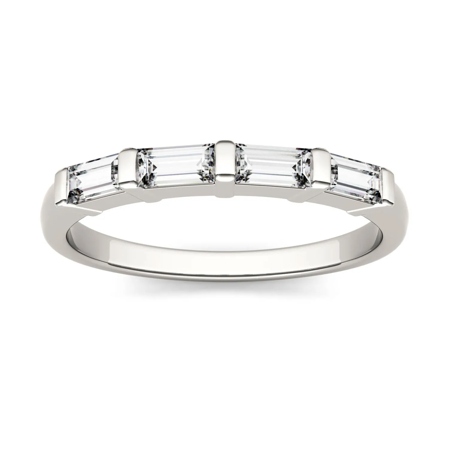 0.46 CTW DEW Straight Baguette Moissanite Stackable Ring in 14K White Gold