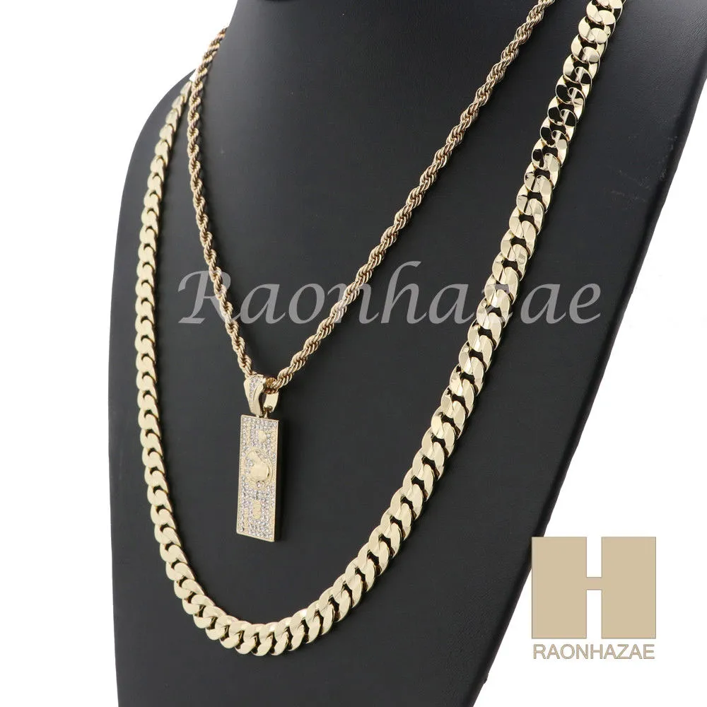 100 Dollar ROPE CHAIN DIAMOND CUT 30" CUBAN LINK CHAIN NECKLACE SS06G
