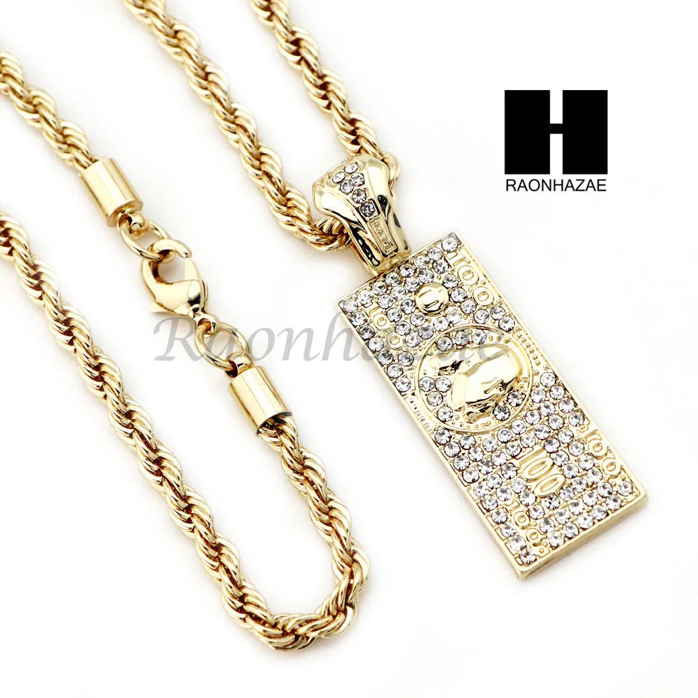 100 Dollar ROPE CHAIN DIAMOND CUT 30" CUBAN LINK CHAIN NECKLACE SS06G
