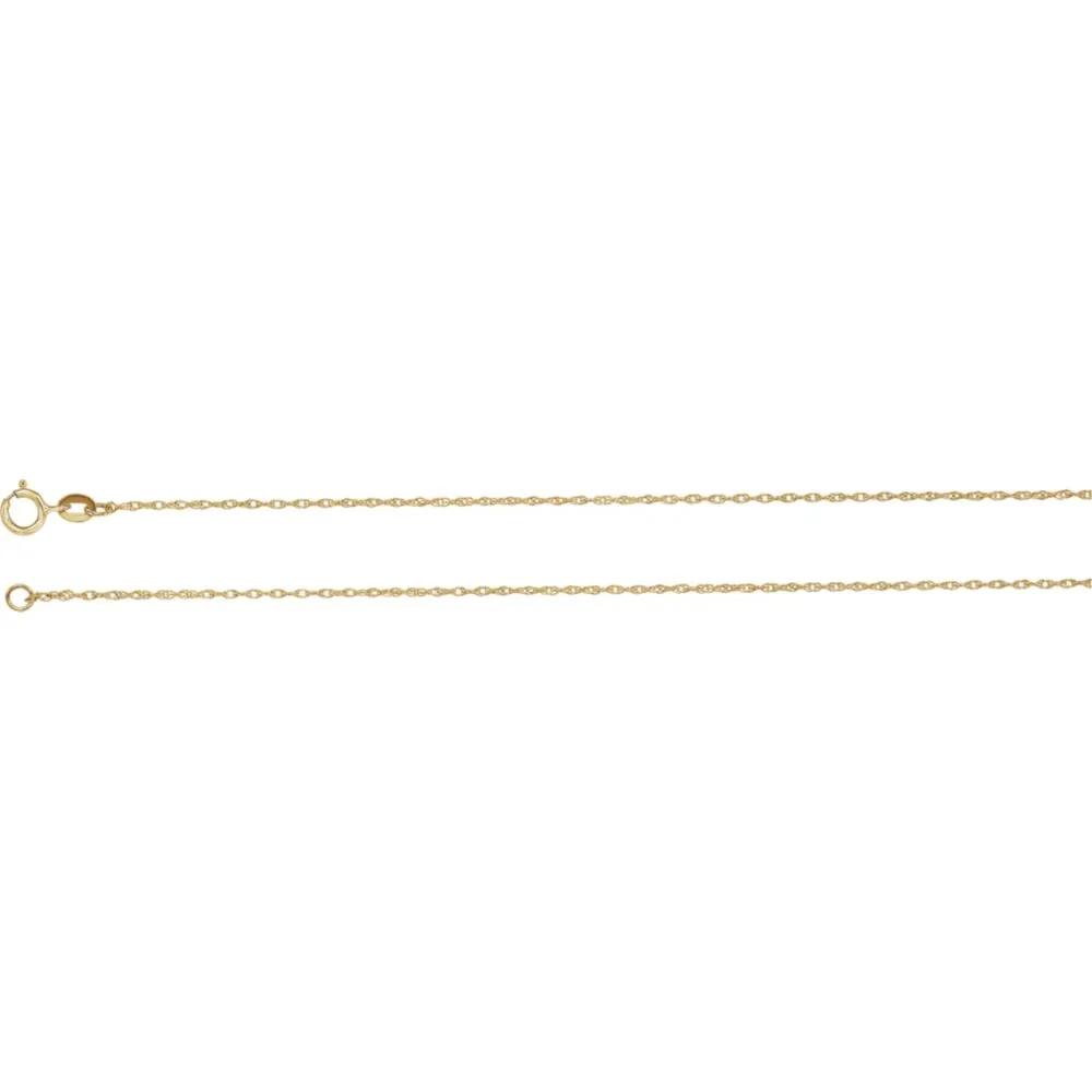 10k Yellow Gold 1mm Solid Rope 16" Chain