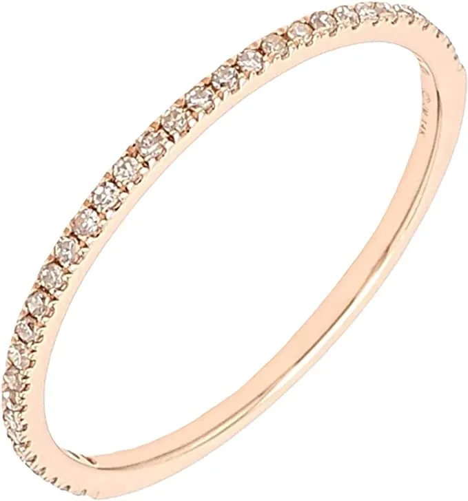 1/10 Carat (ctw) 14K Gold Round White Diamond Ladies Petite Anniversary Wedding Band Stackable Ring