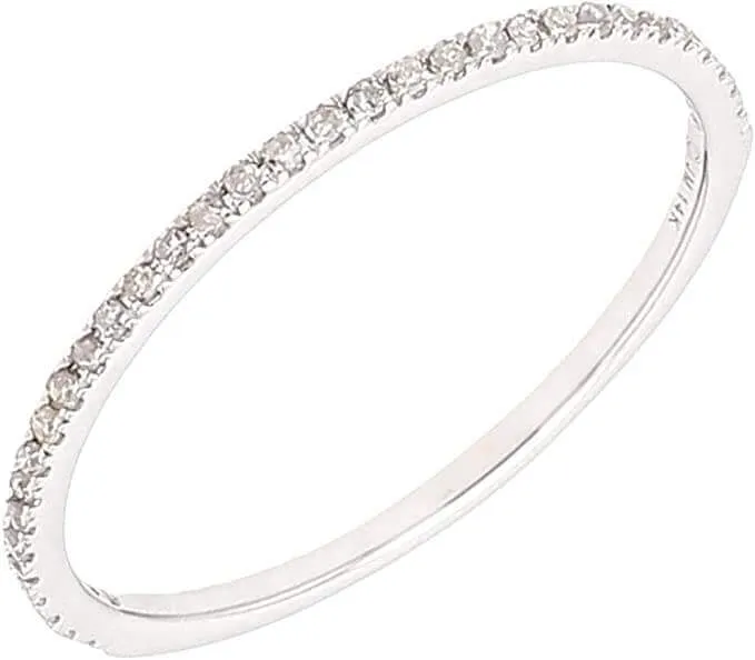 1/10 Carat (ctw) 14K Gold Round White Diamond Ladies Petite Anniversary Wedding Band Stackable Ring