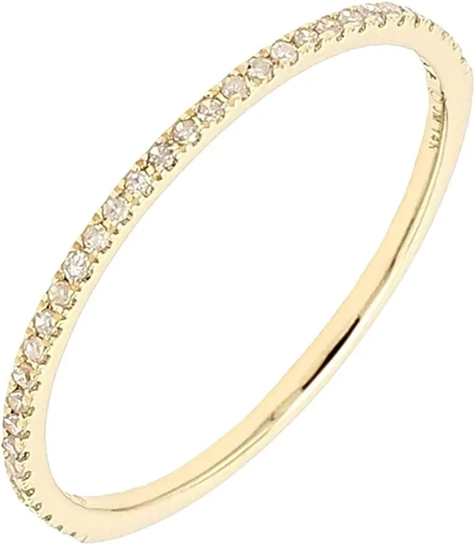 1/10 Carat (ctw) 14K Gold Round White Diamond Ladies Petite Anniversary Wedding Band Stackable Ring