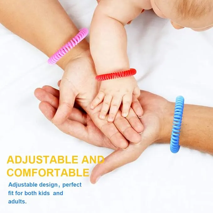 12 Pack Mosquito Bracelets, Mosquito Bracelets Outdoor for Adults and Kids, Individually Wrapped DEET-Free Waterproof Bands
