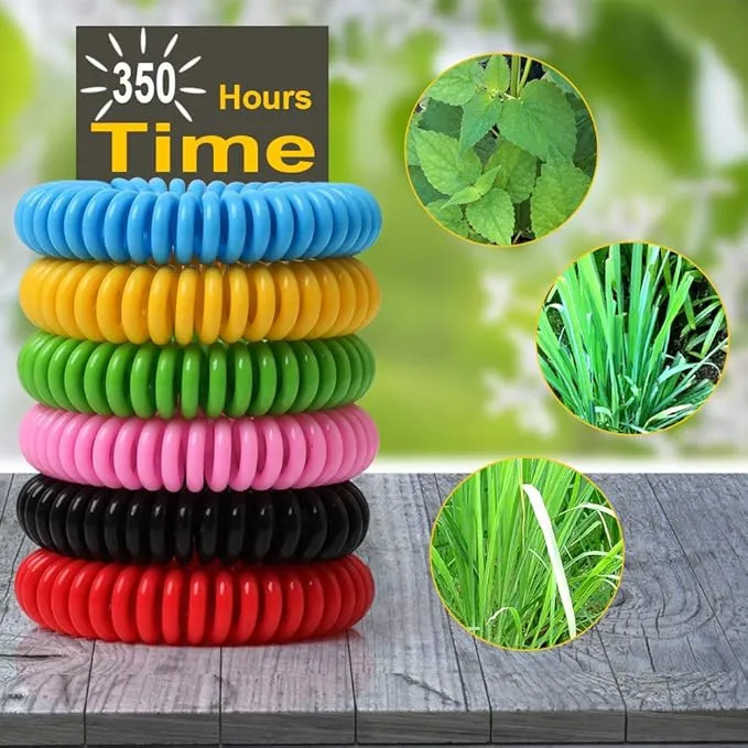 12 Pack Mosquito Bracelets, Mosquito Bracelets Outdoor for Adults and Kids, Individually Wrapped DEET-Free Waterproof Bands