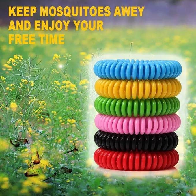 12 Pack Mosquito Bracelets, Mosquito Bracelets Outdoor for Adults and Kids, Individually Wrapped DEET-Free Waterproof Bands