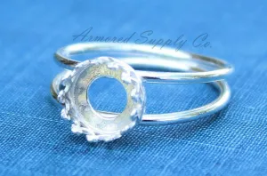 12mm Round Crown Bezel Sterling Silver Double Band Ring blank