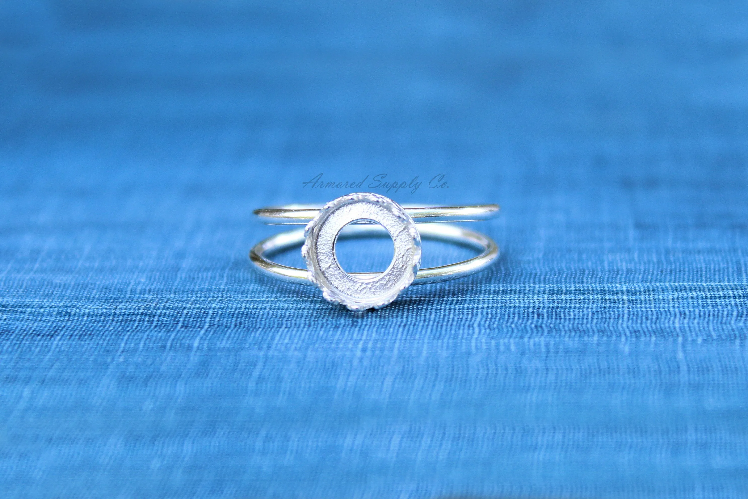 12mm Round Crown Bezel Sterling Silver Double Band Ring blank