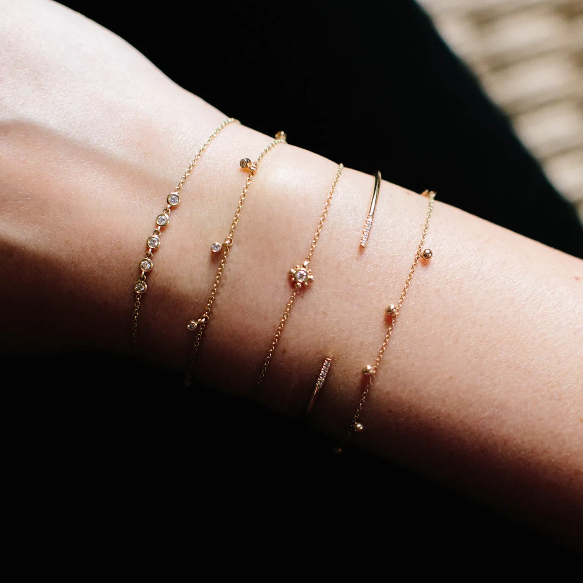 14k 5 Linked Floating Diamond Bracelet