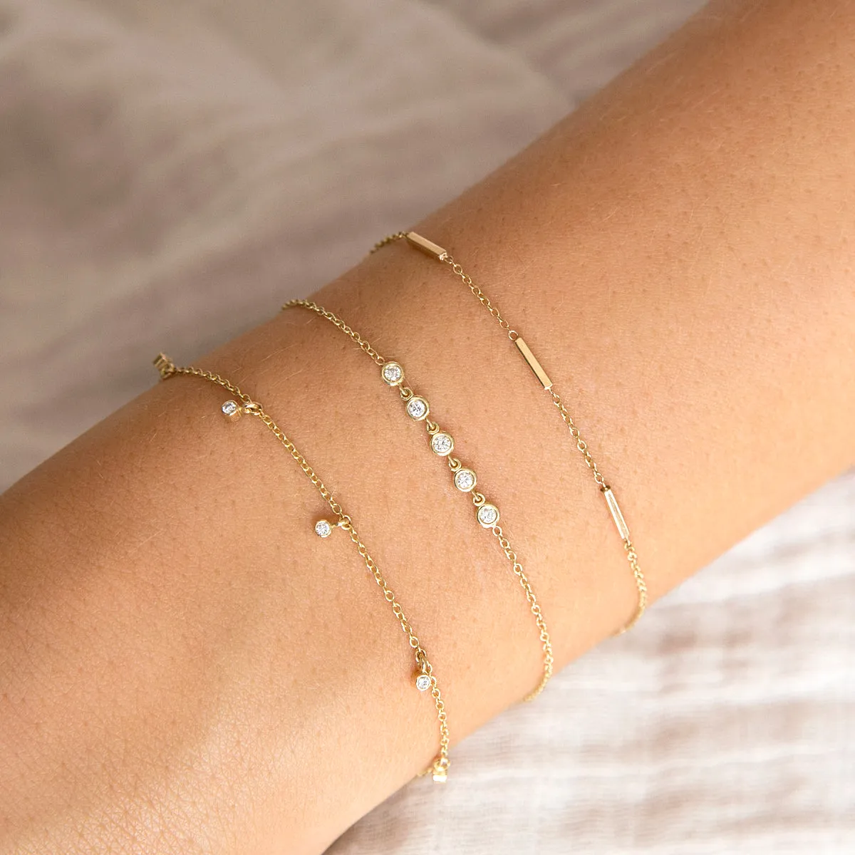 14k 5 Linked Floating Diamond Bracelet