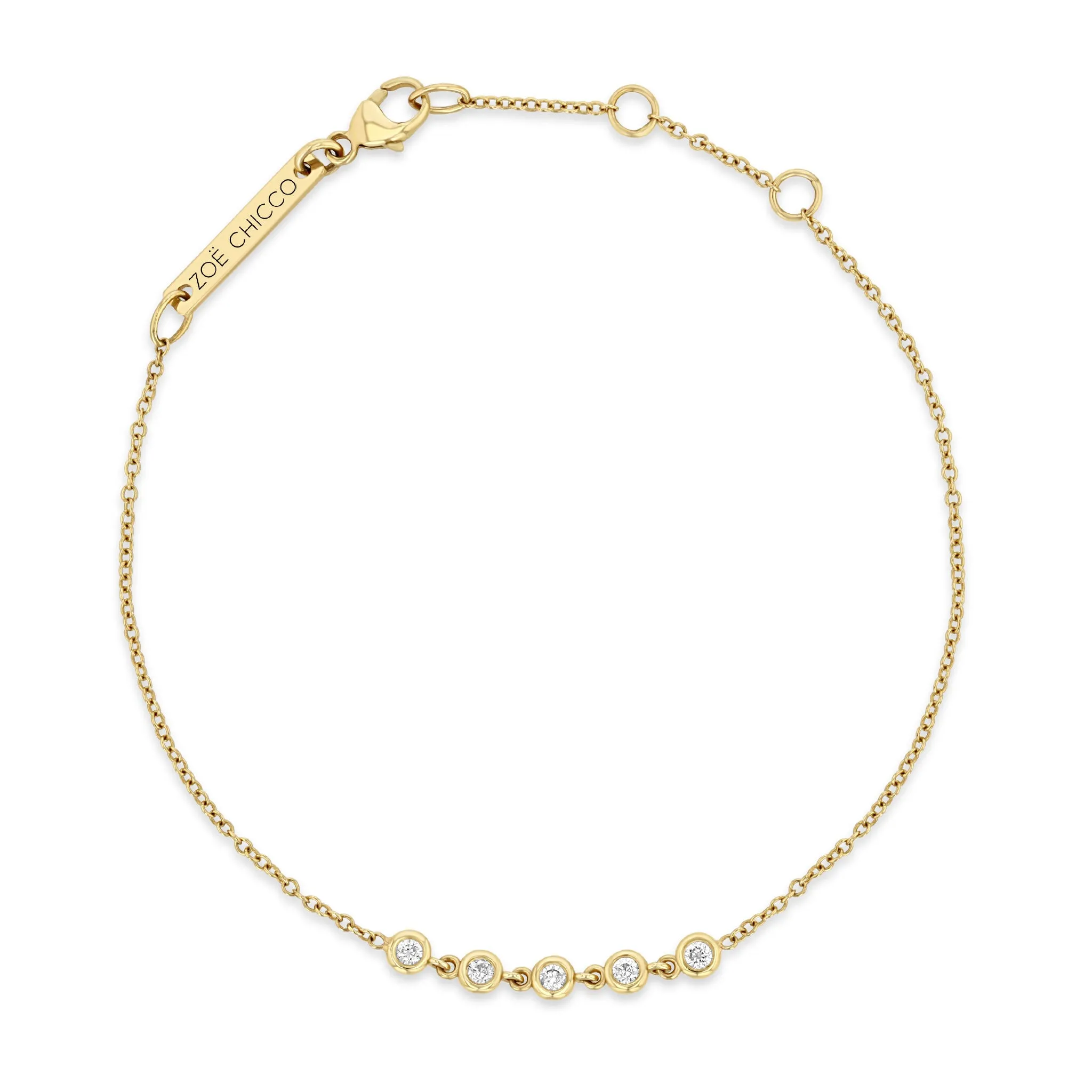 14k 5 Linked Floating Diamond Bracelet