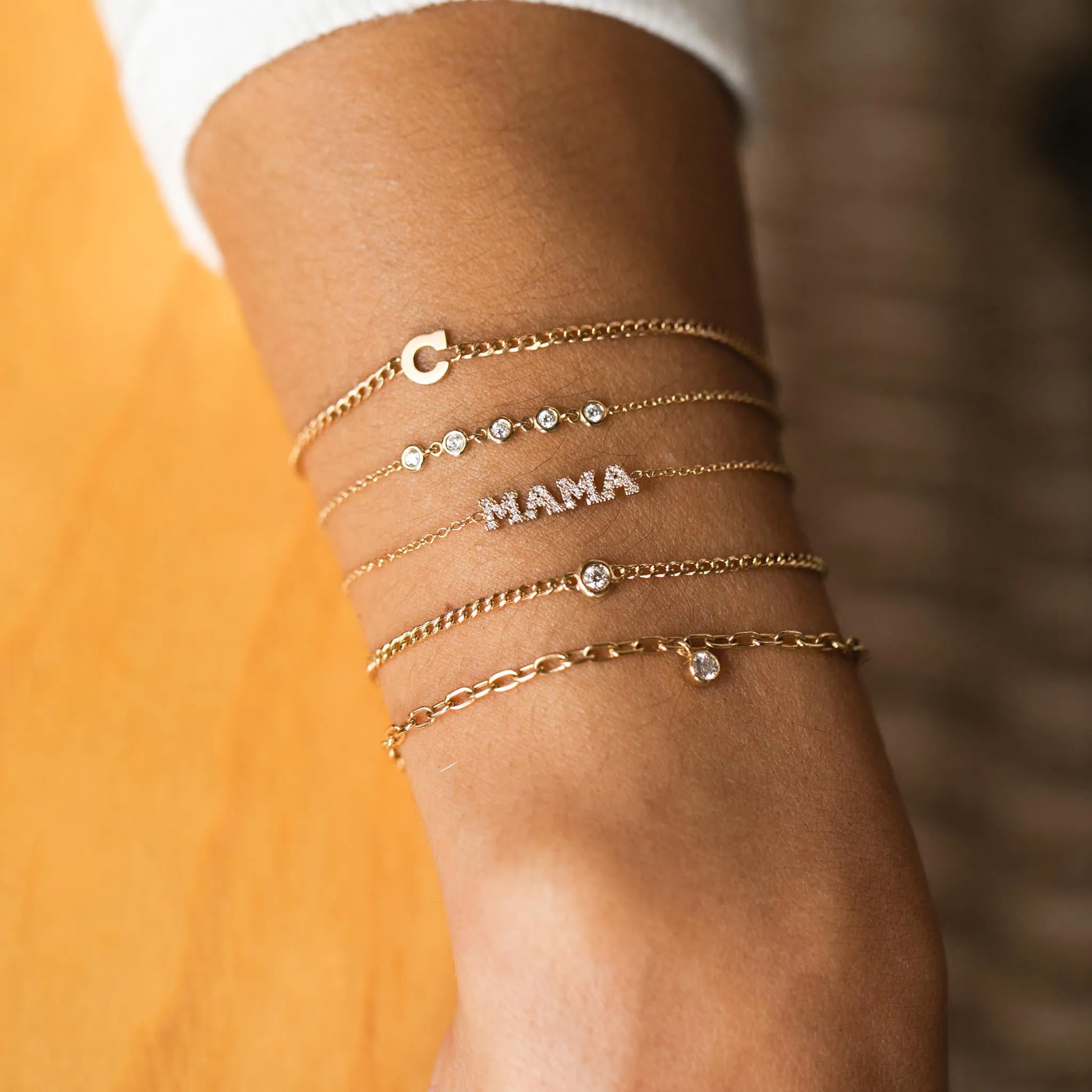 14k 5 Linked Floating Diamond Bracelet