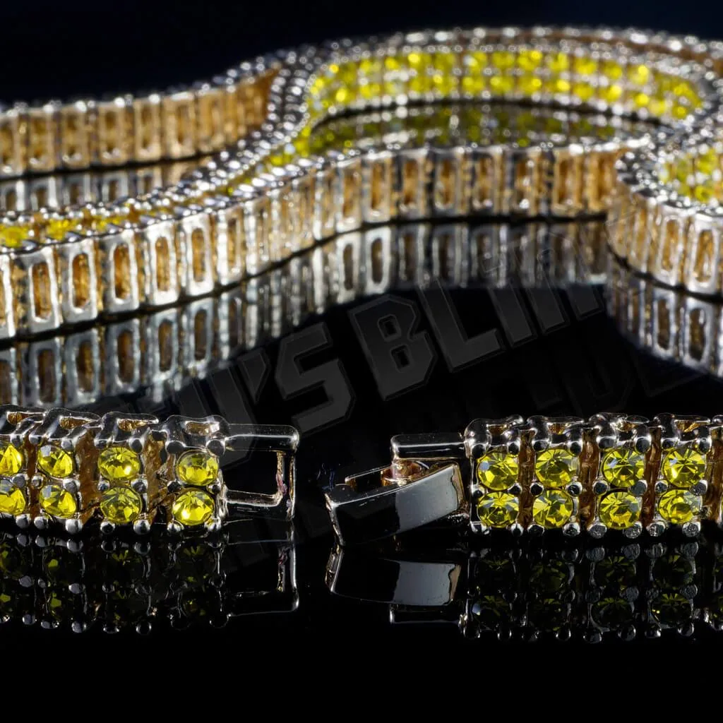 14k Canary 2 Row Iced Chain