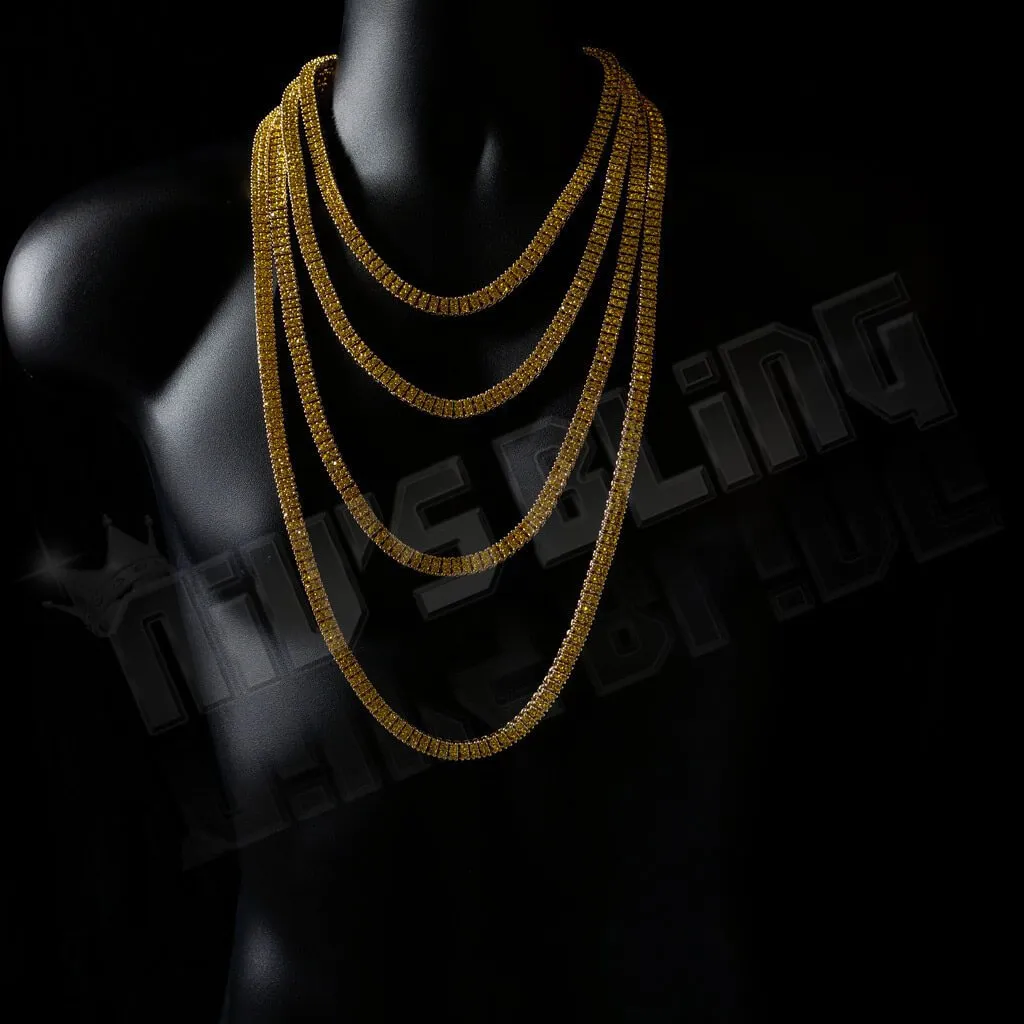 14k Canary 2 Row Iced Chain