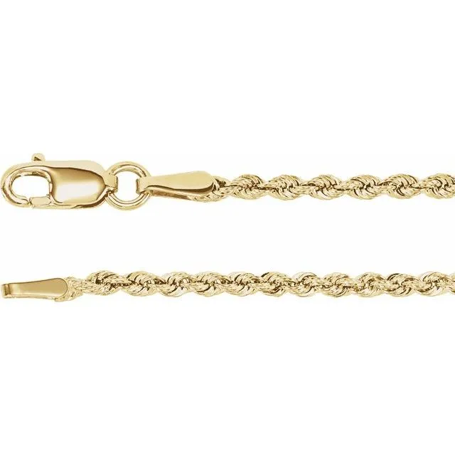 14K Gold 1.85 mm Rope Chain