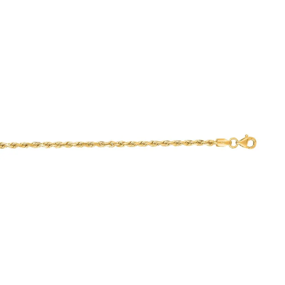 14K Gold 2.5mm Diamond Cut Royal Rope Chain