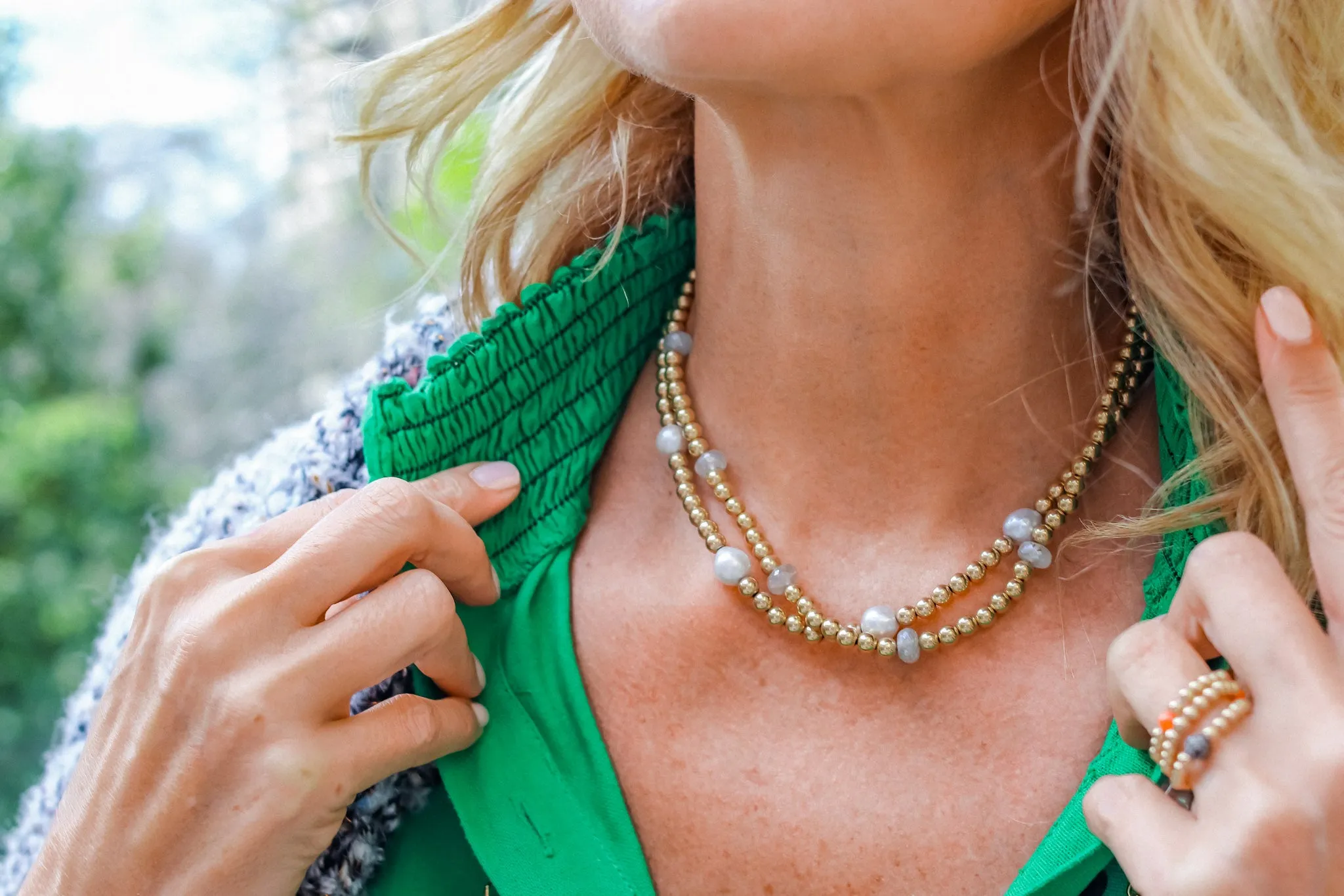 14k Gold Filled Olivia Necklace With Malachite