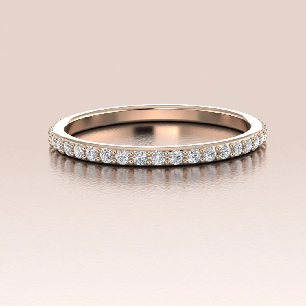 14K Gold White Diamonds Pave Band
