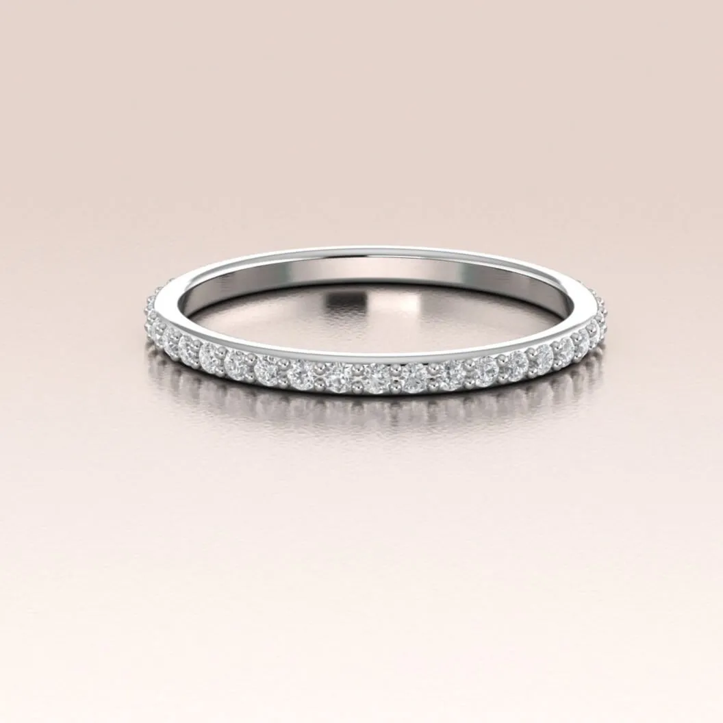 14K Gold White Diamonds Pave Band