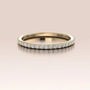 14K Gold White Diamonds Pave Band