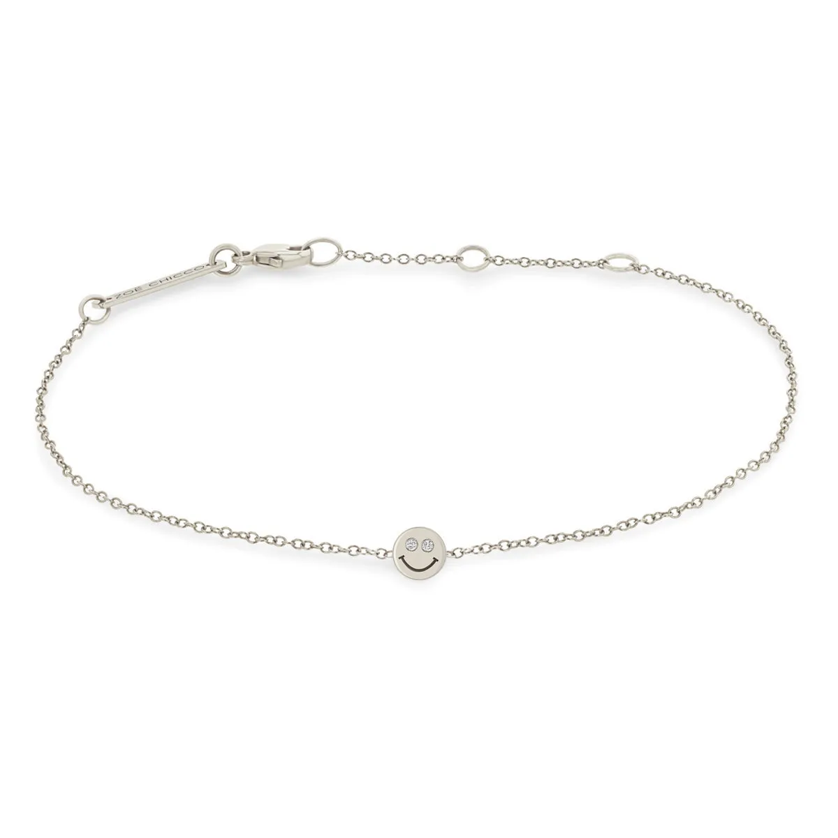14k Itty Bitty Smiley Face with Diamond Eyes Bracelet
