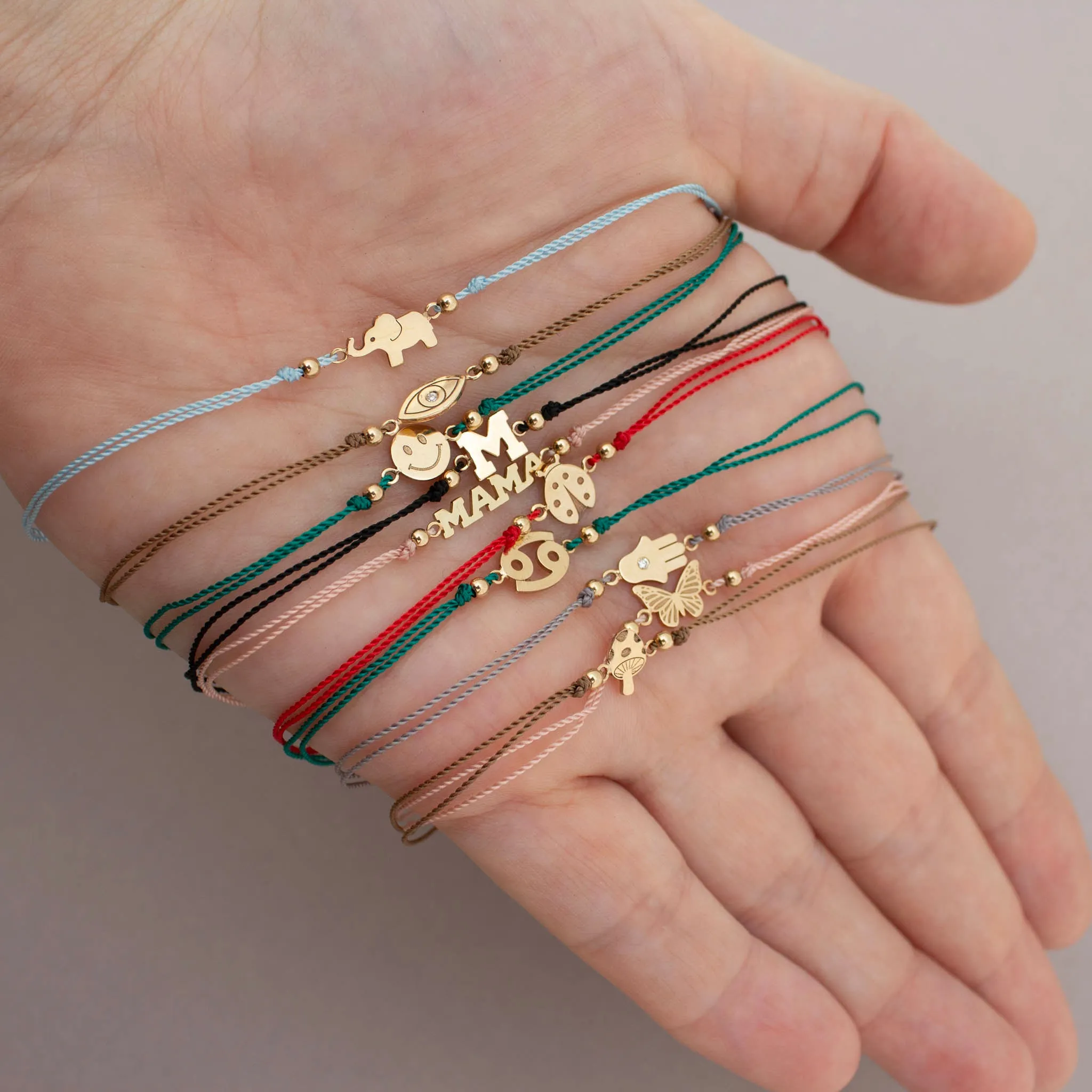 14k Midi Bitty Elephant Cord Bracelet