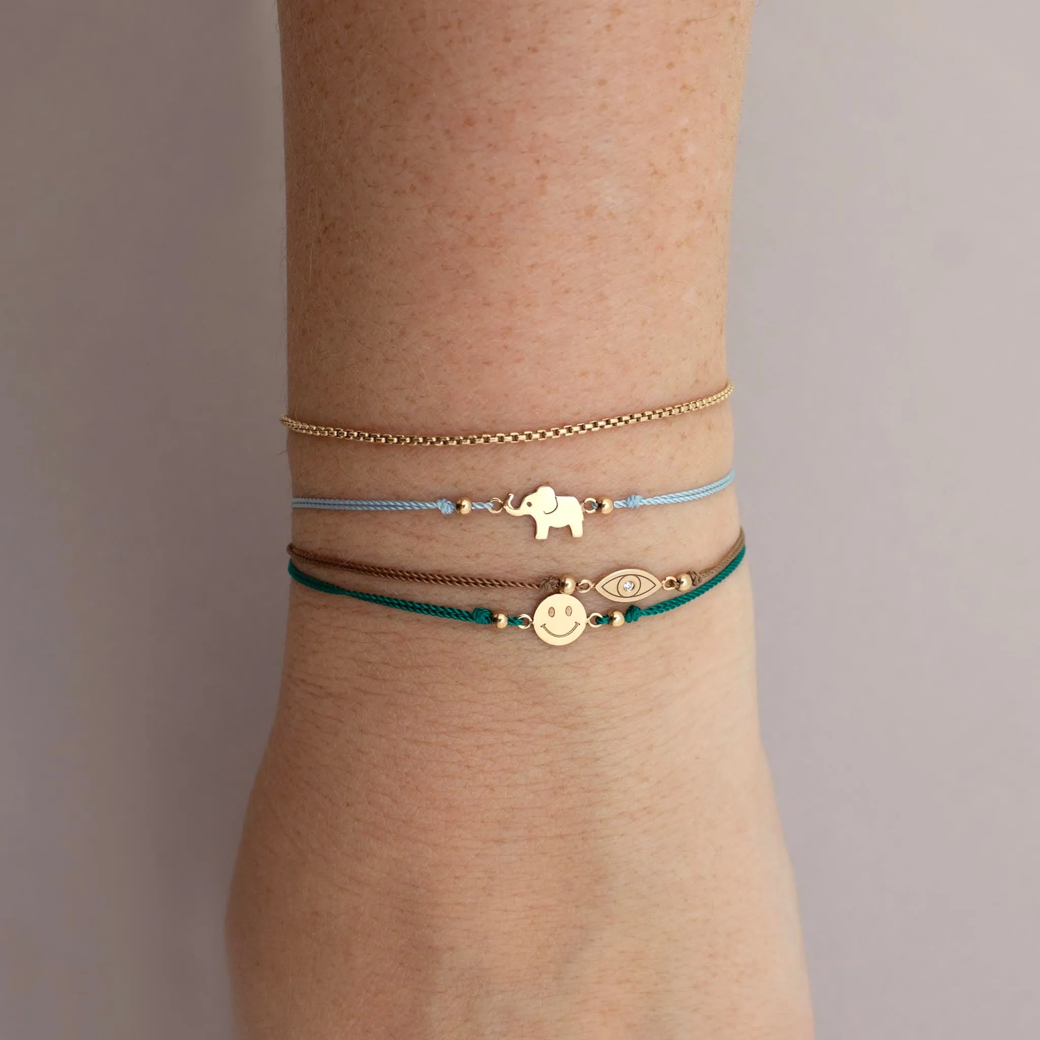14k Midi Bitty Elephant Cord Bracelet