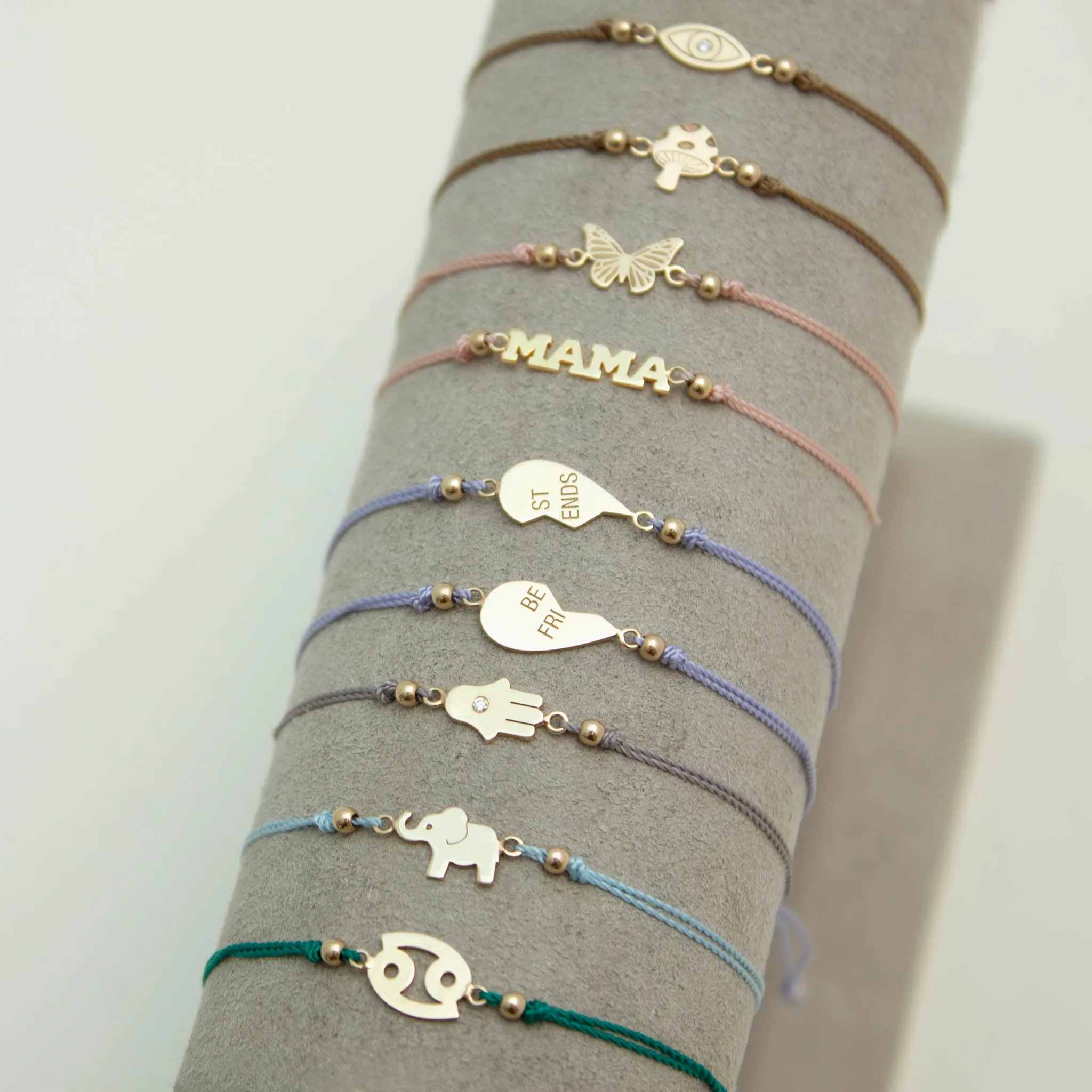 14k Midi Bitty Elephant Cord Bracelet