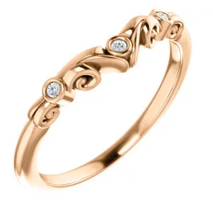 14K Rose .03 CTW Diamond Matching Band