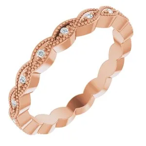 14K Rose .07 CTW Diamond Eternity Band Size 5.5