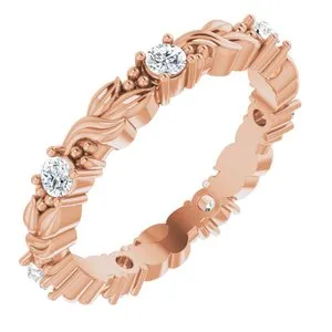 14K Rose 3/8 CTW Natural Diamond Eternity Band Size 6.5