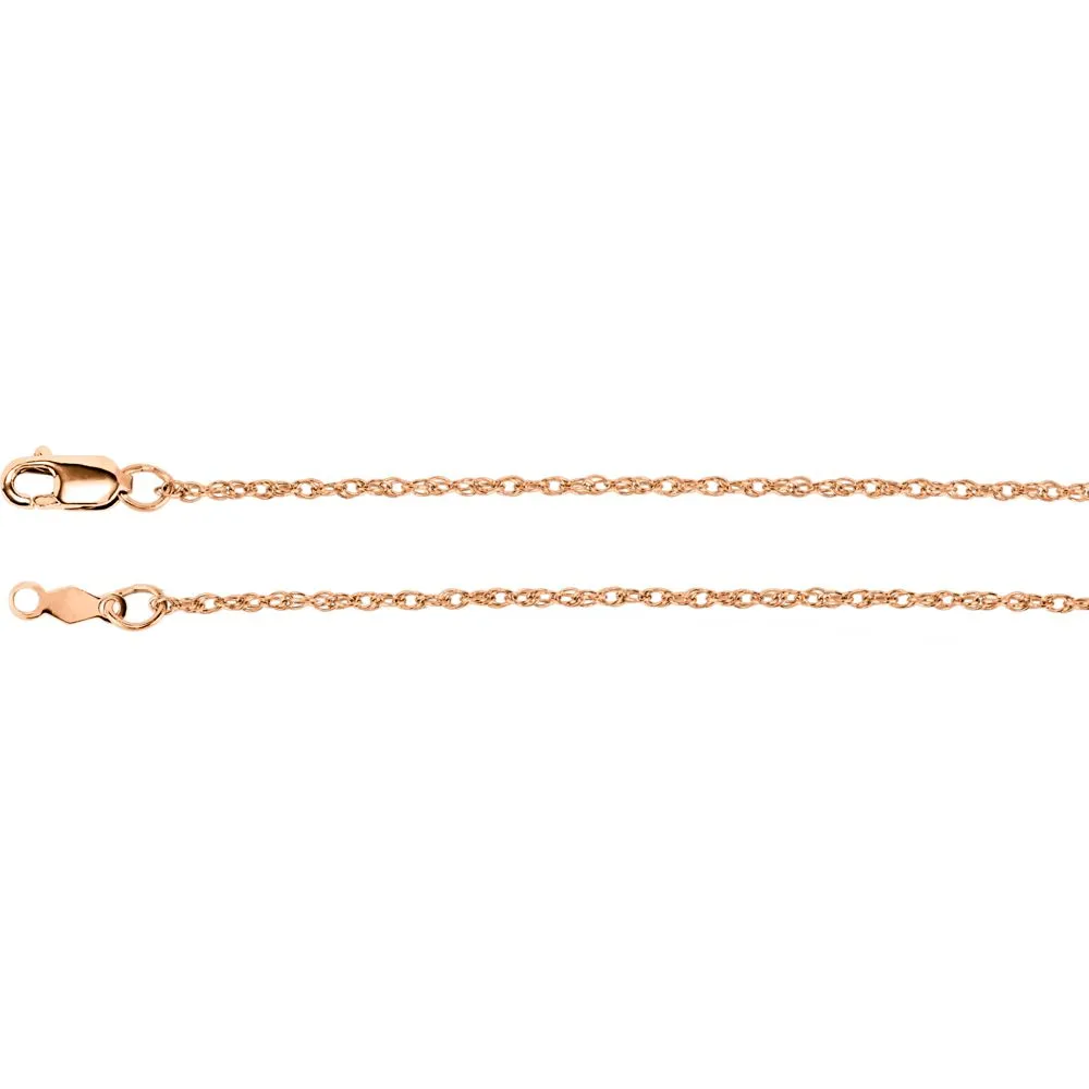 14k Rose Gold 1.25mm Rope 24" Chain