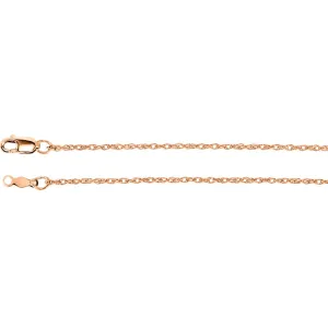 14k Rose Gold 1.25mm Rope 24" Chain