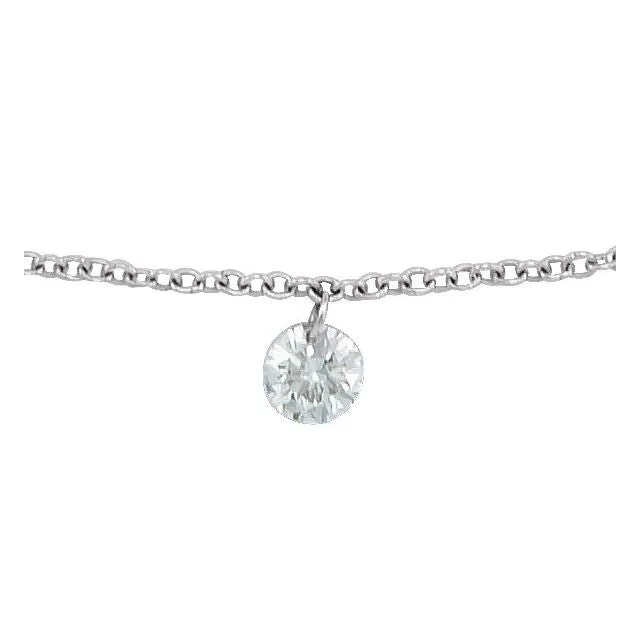14K Rose Gold 1/6 CT Drilled Natural Diamond Solitaire 8-9" Anklet