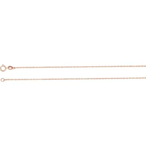 14k Rose Gold 1mm Solid Rope 18" Carded Chain