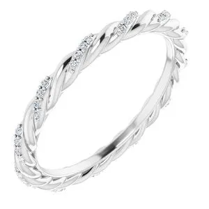 14K White 1/10 CTW Diamond Rope Eternity Band Size 7