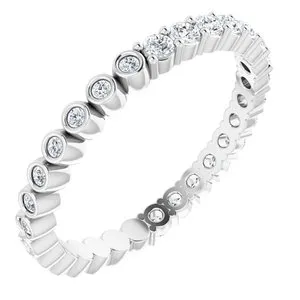 14K White 1/2 CTW Natural Diamond Reversible Eternity Band Size 7.5