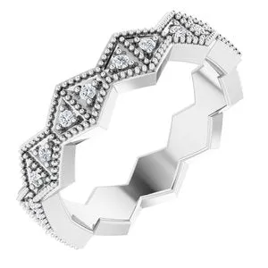 14K White 1/5 CTW Diamond Geometric Eternity Band Size 7