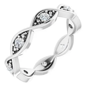 14K White 1/6 CTW Diamond Eternity Band Size 7