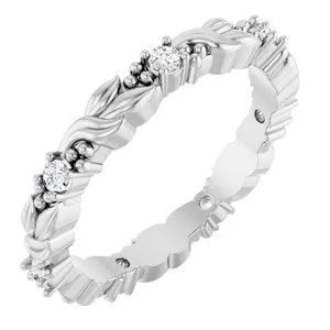 14K White 1/8 CTW Natural Diamond Eternity Band Size 8