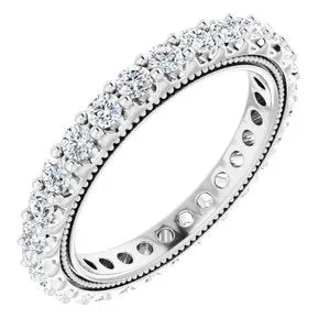 14K White 7/8 CTW Natural Diamond Eternity Band Size 4