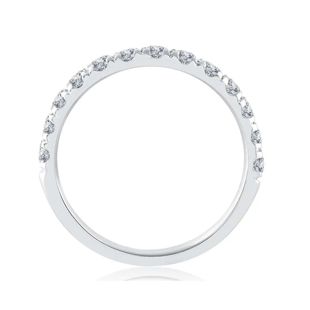 14K White Gold 0.75cttw. Diamond Classic Prong Straight Wedding Band