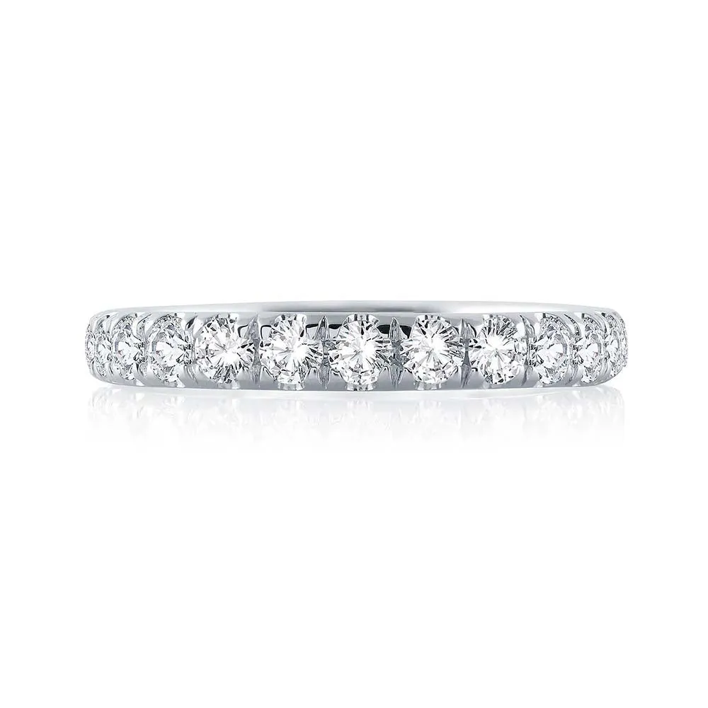 14K White Gold 0.75cttw. Diamond Classic Prong Straight Wedding Band