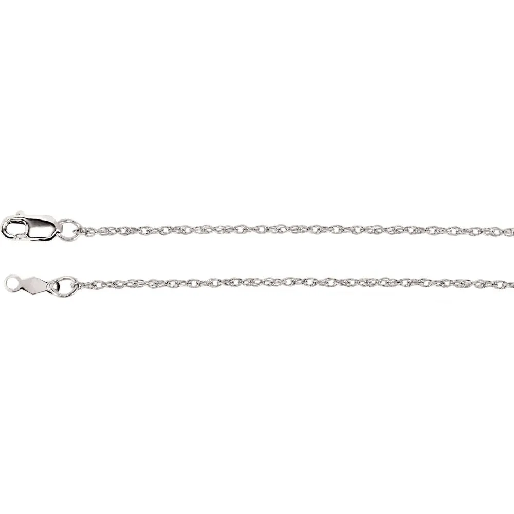 14k White Gold 1.25mm Rope 16" Chain