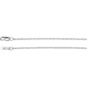 14k White Gold 1.25mm Rope 16" Chain