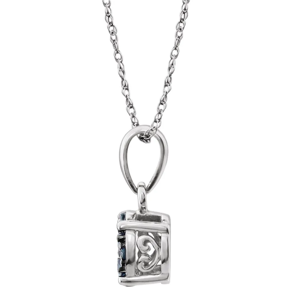 14k White Gold 1/5 CTW Blue Diamond 18" Necklace