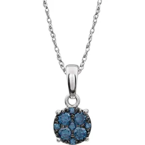 14k White Gold 1/5 CTW Blue Diamond 18" Necklace