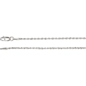 14k White Gold 1.5mm Rope 18" Chain